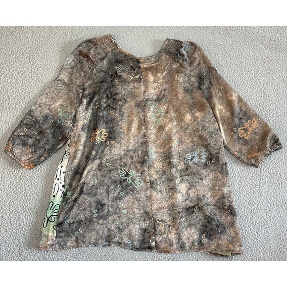 Kareenas Silk Tunic Tunic Boho Crinkle Lace Up India All Over Print - Picture 12 of 14